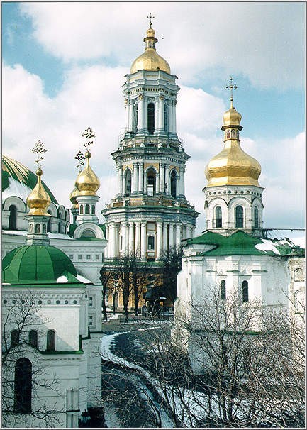 Image - Kyivan Cave Monastery: View of the Great Bell Tower and surrounding churches.